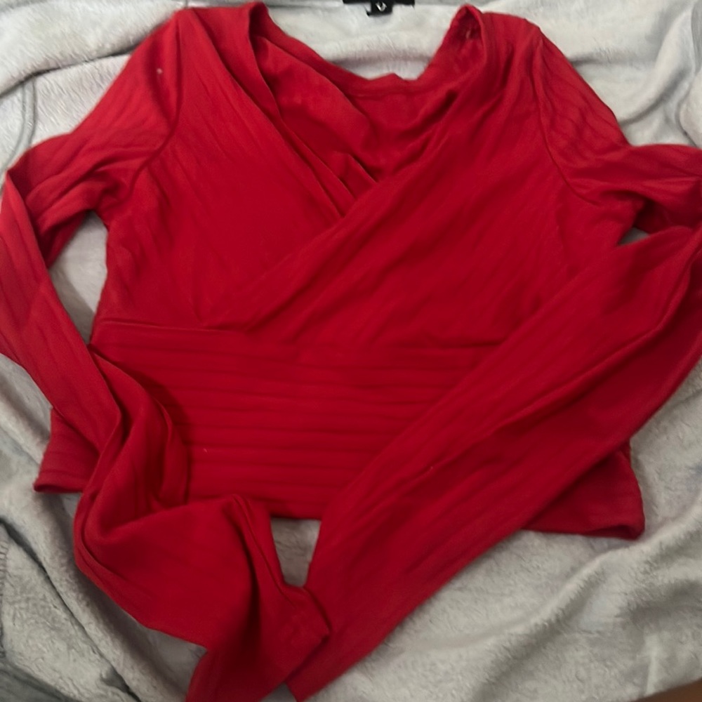 criss cross red long sleeve